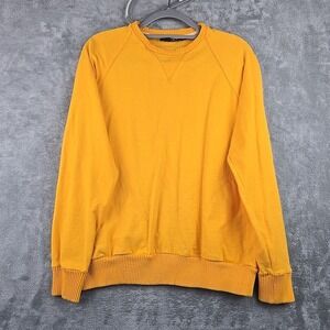 Vintage Lord Jeff Sweater Mens Large Yellow Knit Crewneck Pullover Pockets